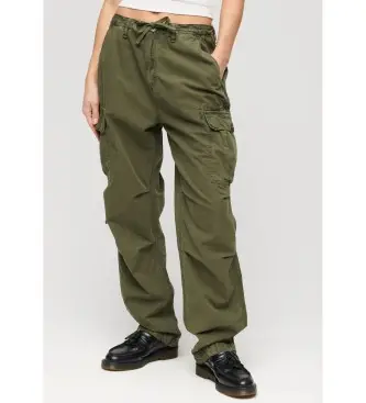 per donna W7011070A Pantaloni cargo a vita bassa verde Para (27/32), Casual, Cotone