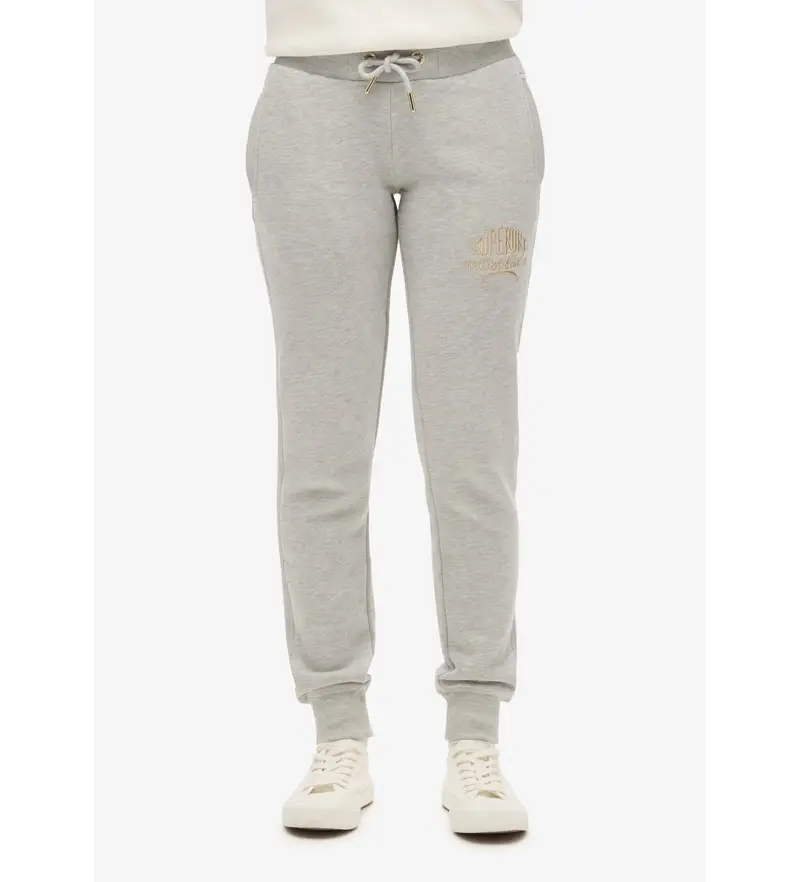 per donna W7011093A Pantaloni jogger con logo metallizzato grigio Luxe (XL), Casual, Sportivo, Cotone, Multisport, Sostenibile
