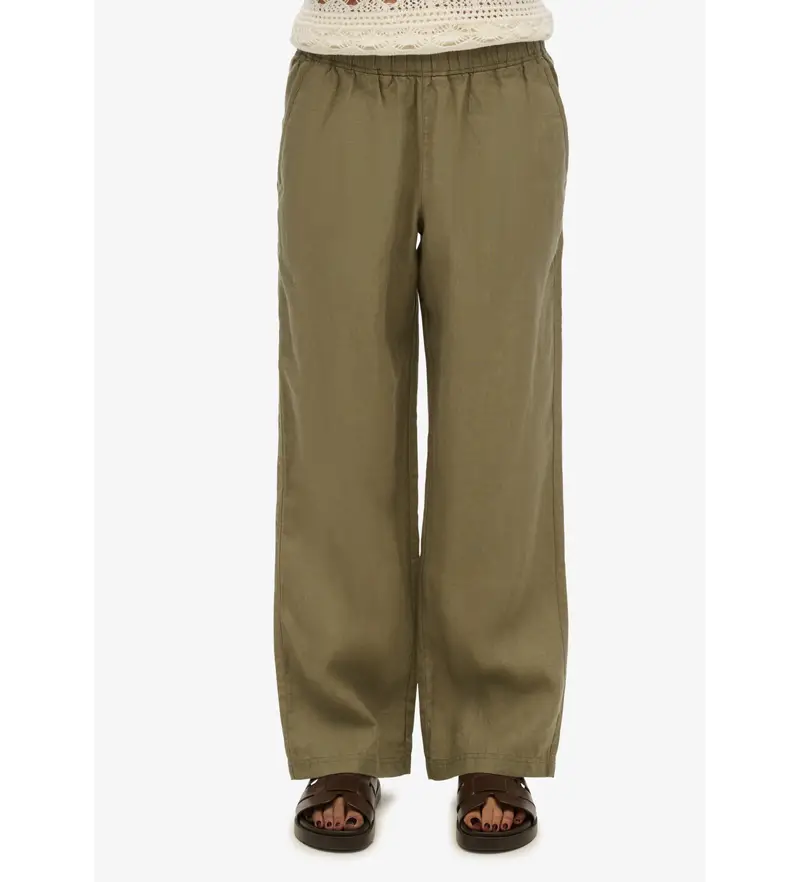 per donna. W7011182A Pantaloni di lino verde (XS), Casual