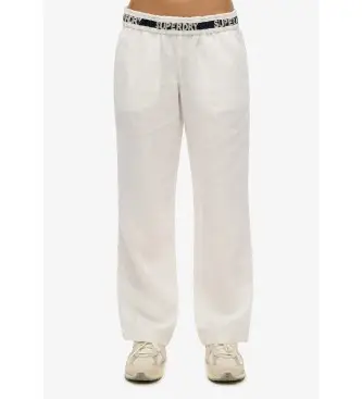 per donna W7011182A Pantaloni in lino bianco con coulisse (38), Casual