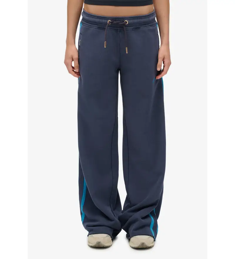 per donna W7011265A Pantaloni da jogging dritti con logo Athletic Essentials, blu (L), Casual, Cotone