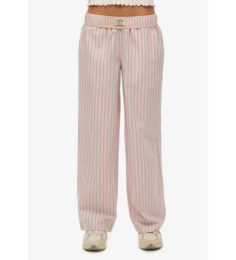 per donna W7011273A Pantaloni elastici a righe in cotone rosa (S), Casual