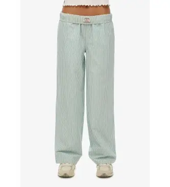 per donna W7011273A Pantaloni elastici a righe verdi (XS), Homewear, Verde, Cotone Naturale
