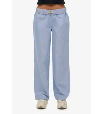 per donna W7011273A Pantaloni elasticizzati a righe blu chiaro (XS), Homewear, Cotone