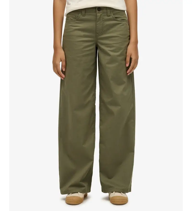 per donna. W7011313A Pantaloni chino larghi verdi (28/30), Casual, Verde, Cotone