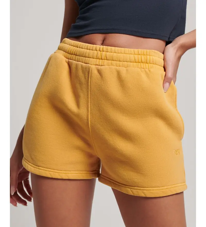 per donna W7110387A Pantaloncini in felpa con lavaggio vintage giallo (XS), Casual, Cotone