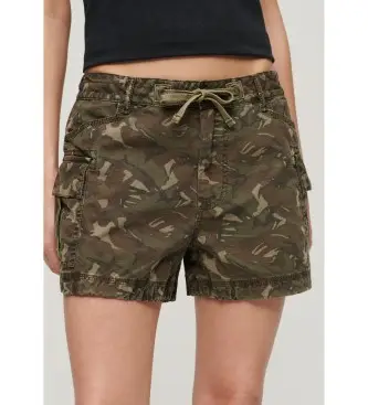 per donna W7110424A Pantaloncini cargo verdi (S), Casual, Verde, Mimetico, Cotone