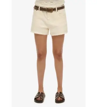 per donna W7110448A Pantaloncini di jeans bianchi a vita media (26), Bianco, Casual, Cotone