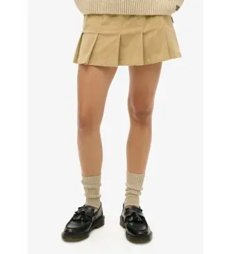 per donna W7210244A Minigonna In Velluto A Coste A Pieghe Con Logo Vintage Logo Beige (M), Casual, Cotone