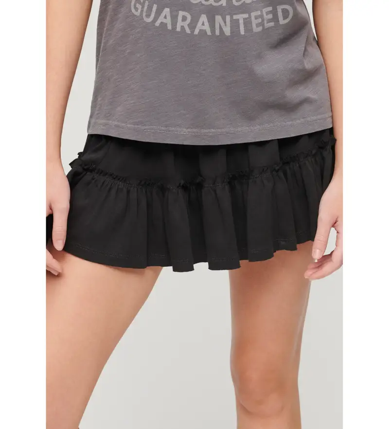 per donna W7210319A Minigonna nera in maglia a strati (M), Nero, Casual, Cotone