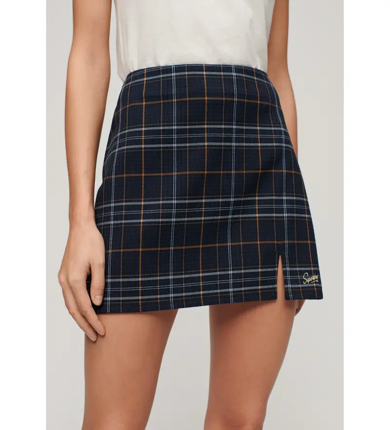 per donna W7210321A Minigonna a quadri blu scuro (XXS), Casual, Poliestere, Navy