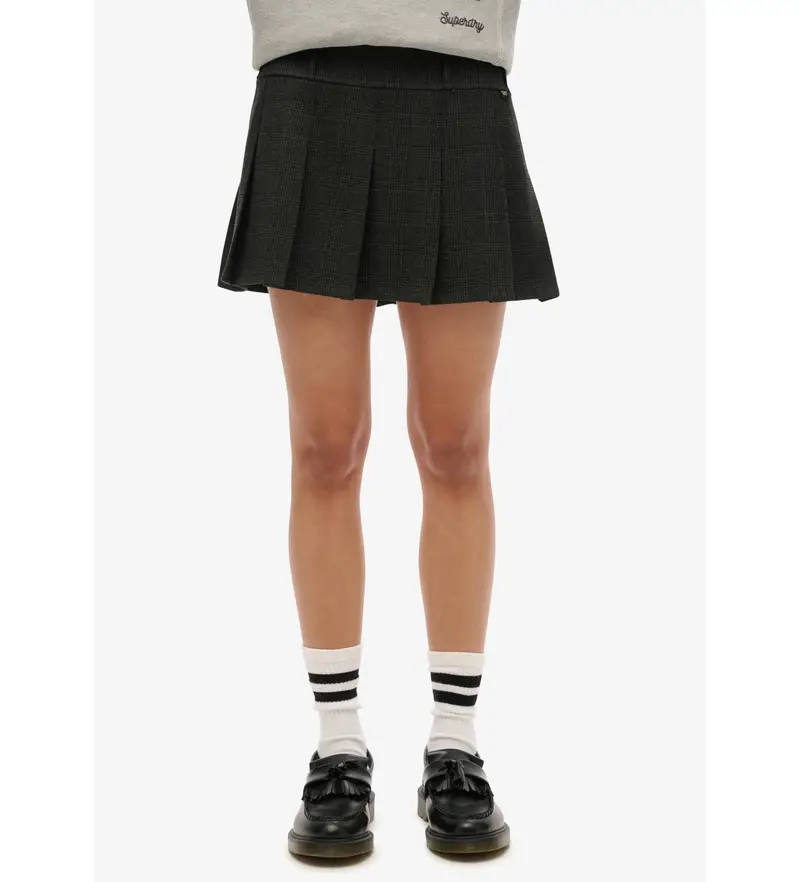 per donna W7210331A Minigonna a pieghe grigia a vita bassa (M), Casual, Grigio, Viscosa