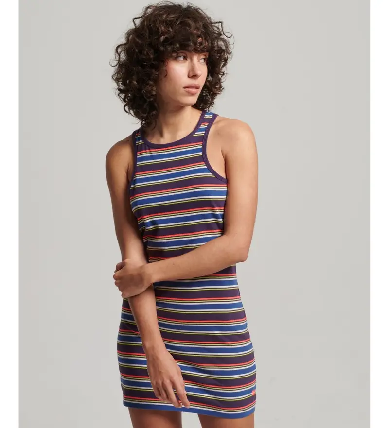 per donna W8011412A Abito con logo Racer a righe vintage marrone (XXS), Casual, Lilla, Senza maniche / cinghie, Cotone biologico