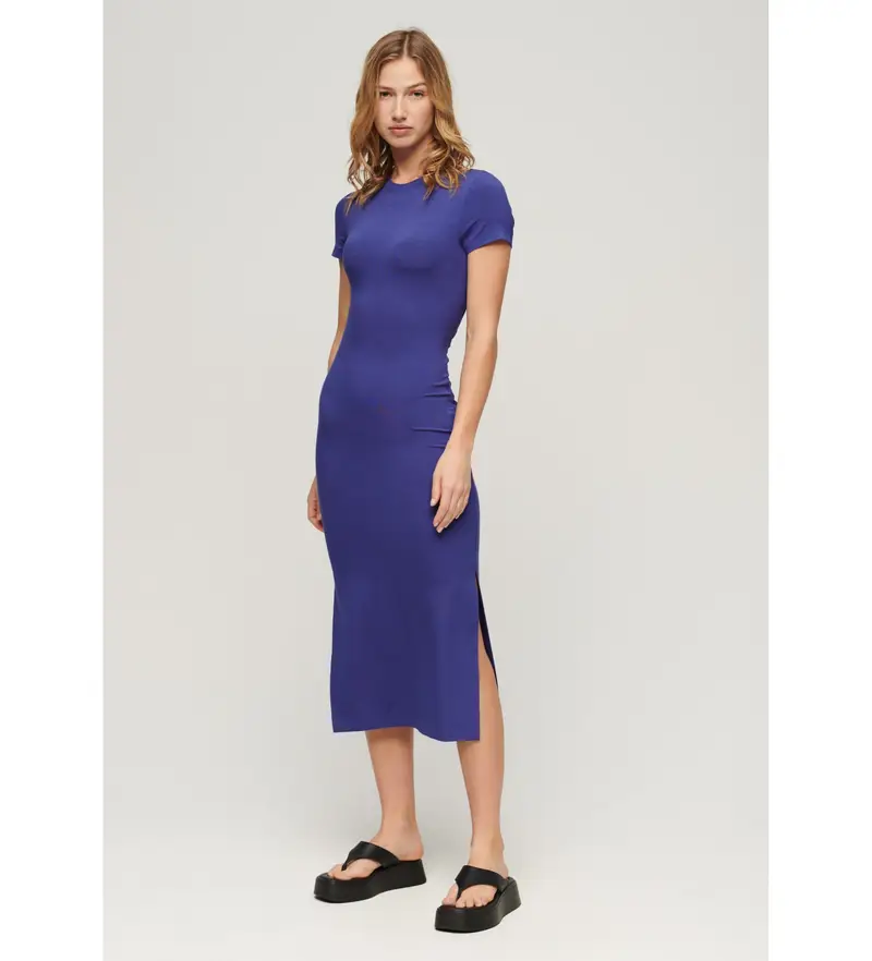 per donna W8011613A Abito midi blu (S), Casual, Viscosa, Manica corta