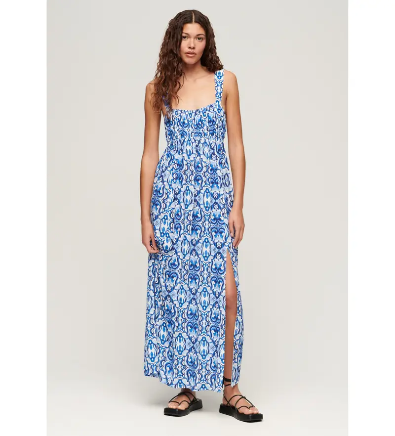 per donna W8011623A Abito blu con lacci sul retro (XL), Casual, Viscosa, Senza maniche / cinghie