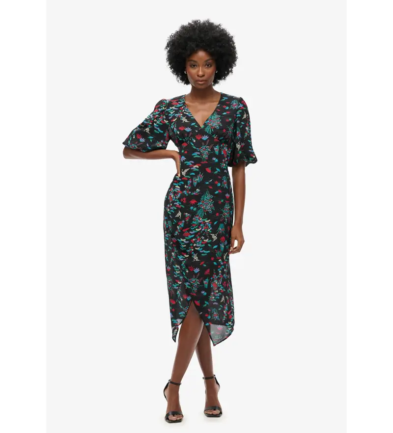 per donna W8011744A Abito longuette trasparente nero a maniche corte (S), Casual, Manica corta, Polister riciclato, Sostenibile