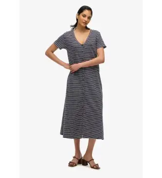 per donna W8011860A Abito midi in maglia blu navy a maniche corte (M), Casual, Cotone, Manica corta