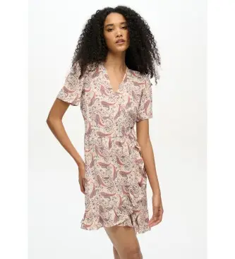 per donna W8011877A Mini abito beige stampato SS (L), Casual, Viscosa, Manica corta