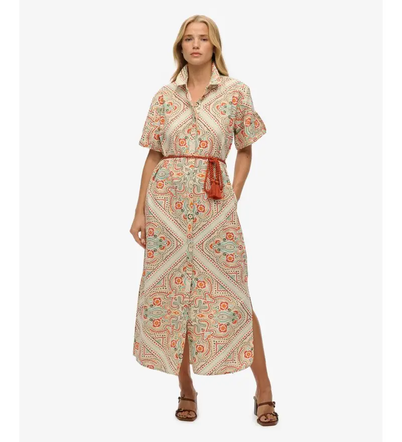 per donna W8011893A Abito Matera beige (XS), Casual, Cotone, Manica corta