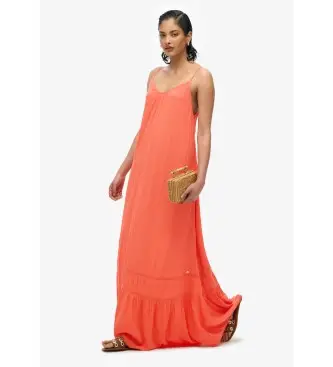 per donna W8011955A Abito lungo arancione senza spalline (XXS), Casual, Da sera, Viscosa, Senza maniche / cinghie Naturale