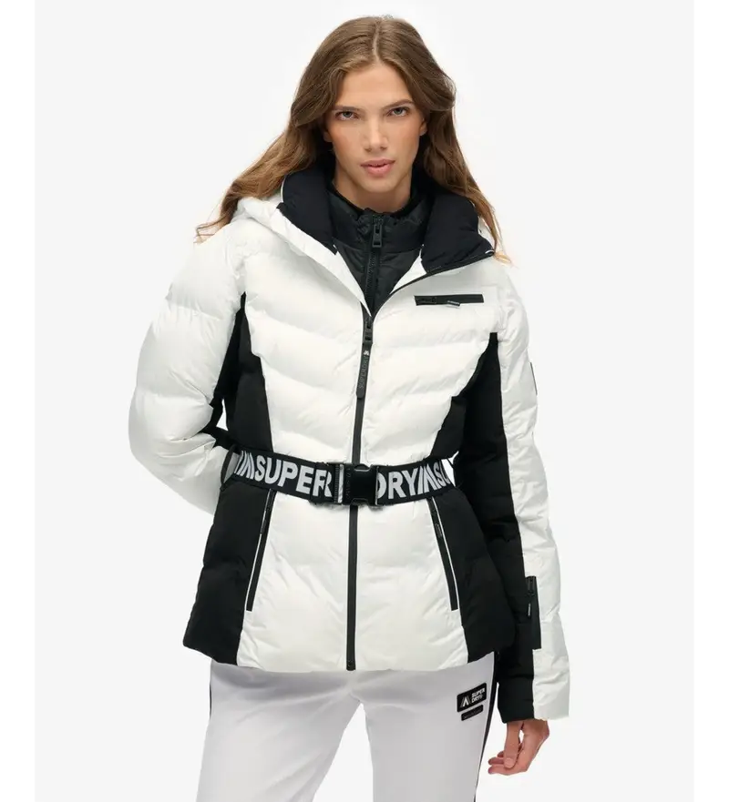 per donna WS110178A Giacca da sci Luxe con cintura bianca (L), Bianco, Casual, Sportivo, Poliestere, Neve