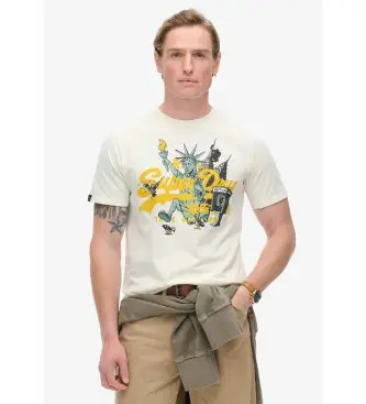 per uomo M1011996A T-shirt grafica bianca di New York (XXL), Bianco, Casual, Cotone, Manica corta