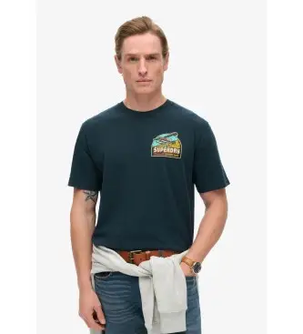 per uomo M1012017A T-shirt da viaggio con cartolina blu scuro (XXL), Casual, Cotone, Manica corta, Navy