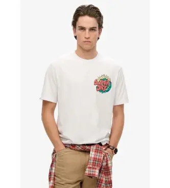 per uomo M1012107A Maglietta bianca con scritta "Outdoor Narrative" (S), Bianco, Casual, Cotone, Manica corta