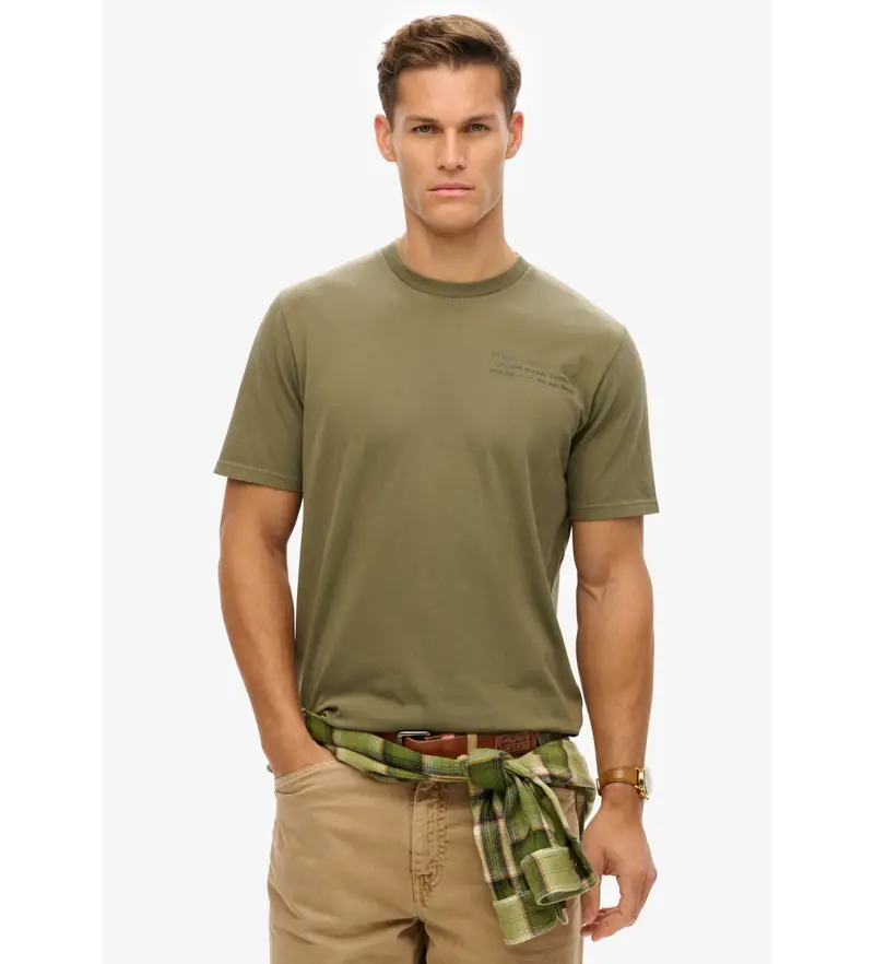 per uomo. M1012116A Maglietta sportiva con grafica verde utility (S), Casual, Cotone, Manica corta