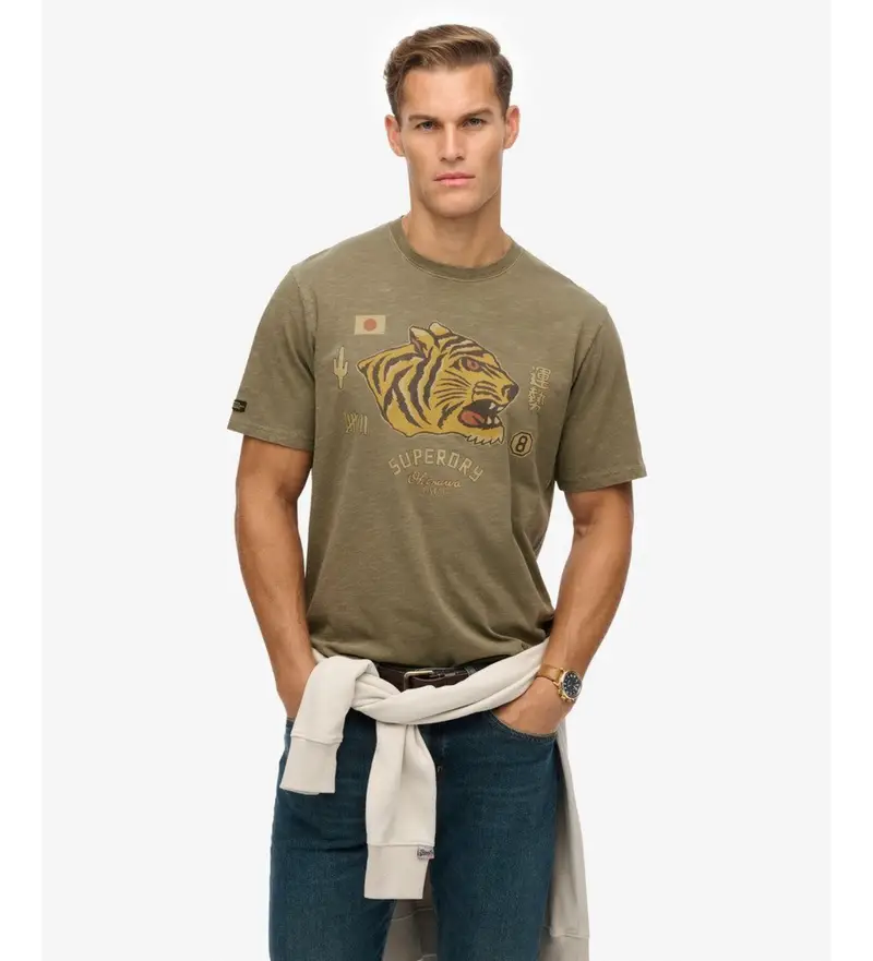 per uomo. M1012238A Maglietta ricordo della campagna verde (XL), Casual, Cotone, Manica corta