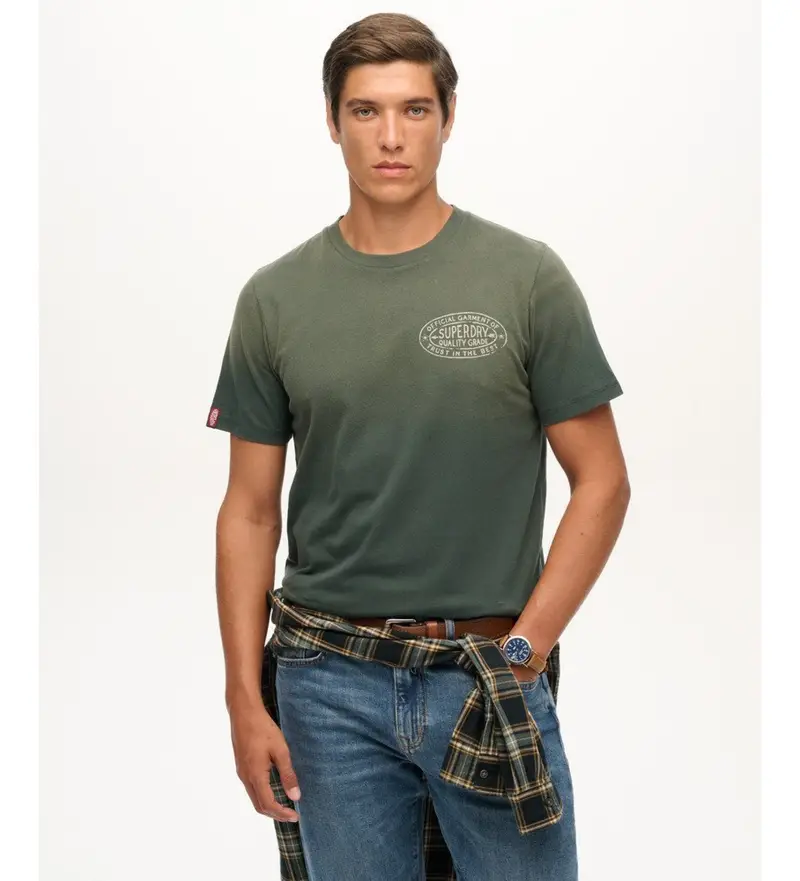 per uomo. M1012241A Maglietta verde Lofi (M), Casual, Cotone, Manica corta