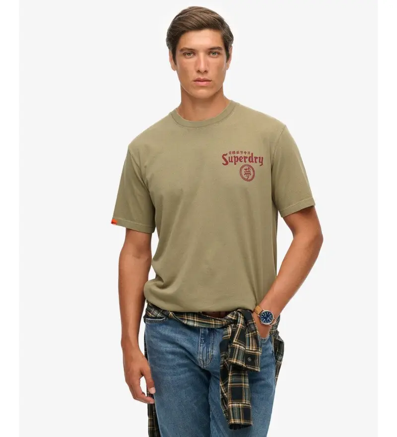 per uomo. M1012248A Maglietta larga Tokyo Narrative, verde scuro (XXL), Casual, Cotone, Manica corta