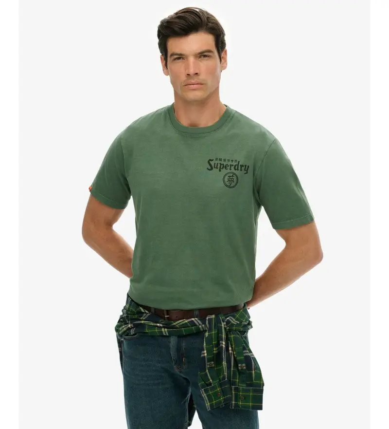 per uomo. M1012248A Maglietta verde larga Tokyo Narrative (XL), Casual, Cotone, Manica corta