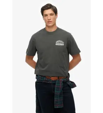 per uomo M1012252A Maglietta grigia oversize con scritta "Etichetta discografica" (S), Casual, Grigio, Cotone, Manica co