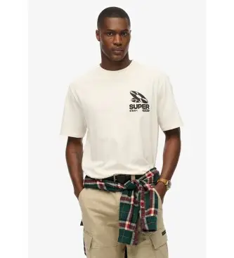 per uomo M1012252A Maglietta oversize beige con etichetta discografica (L), Casual, Cotone, Manica corta