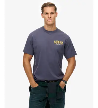 per uomo M1012261A Maglietta oversize con scritta "Blue Tap Room" (XL), Casual, Cotone, Manica lunga, Navy