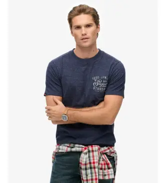 per uomo M1012276A Maglietta blu navy rilassata industriale (L), Casual, Cotone, Manica corta