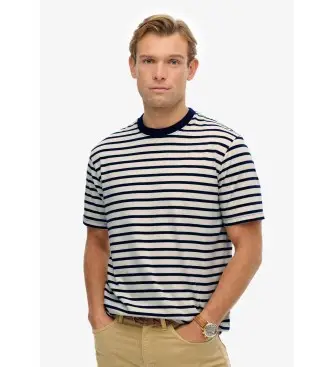 per uomo M1012290A Maglietta Merchant Stripe, bianca e blu navy (M), Bianco, Casual, Cotone, Manica corta