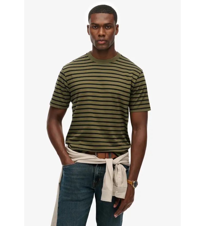per uomo. M1012290A Maglietta verde Merchant Stripe (L), Casual, Cotone, Manica corta