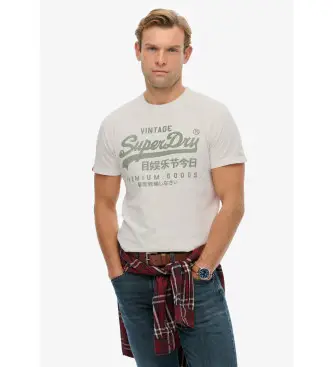 per uomo M1012326A Maglietta bianca classica con logo vintage (M), Bianco, Casual, Cotone, Manica corta