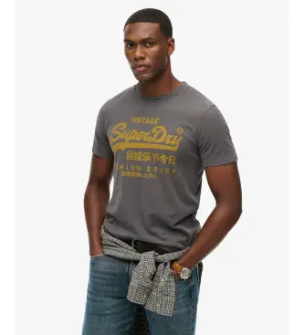 per uomo M1012326A Maglietta classica grigia vintage (XL), Casual, Grigio, Cotone, Manica corta Nero