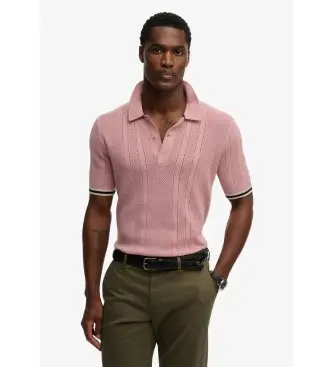 per uomo M1110458A Polo con trama rosa (L), Casual, Cotone, Manica corta