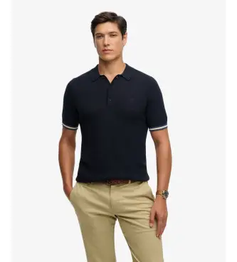 per uomo M1110458A Polo Texture marina (S), Casual, Cotone, Manica corta, Navy Blu