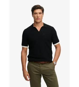 per uomo M1110459A Polo Johnny Collar in maglia nera (M), Nero, Casual, Cotone, Manica corta