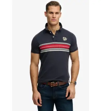 per uomo M1110464A Polo Vintage Stripe Navy (XL), Casual, Cotone, Manica corta Blu