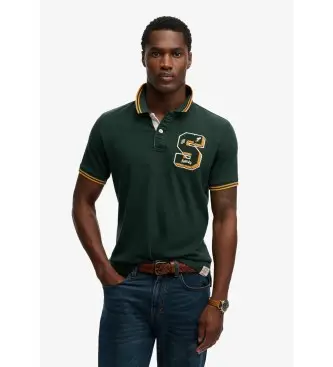 per uomo M1110472A Polo verde con toppa sportiva vintage (XL), Casual, Cotone, Manica corta