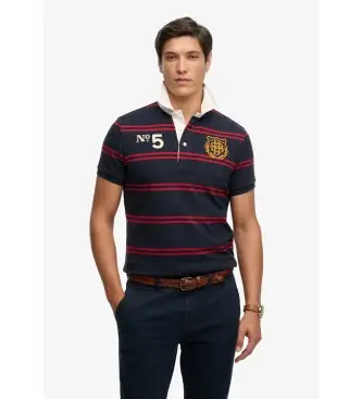 per uomo M1110484A Polo da rugby con doppio stemma blu navy (XL), Casual, Cotone, Manica corta