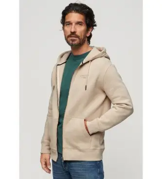 per uomo M2013116B Felpa con cappuccio essenziale con cerniera beige con logo (3XL), Casual, Cotone, Manica lunga