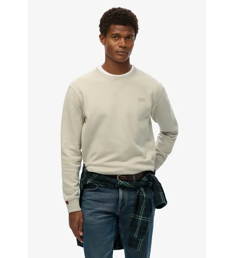 per uomo M2013751A Felpa girocollo con logo Essential beige (S), Casual, Cotone