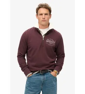 per uomo M2013797A Giacca grafica classica con mezza zip bordeaux (XXL), Casual, Cotone